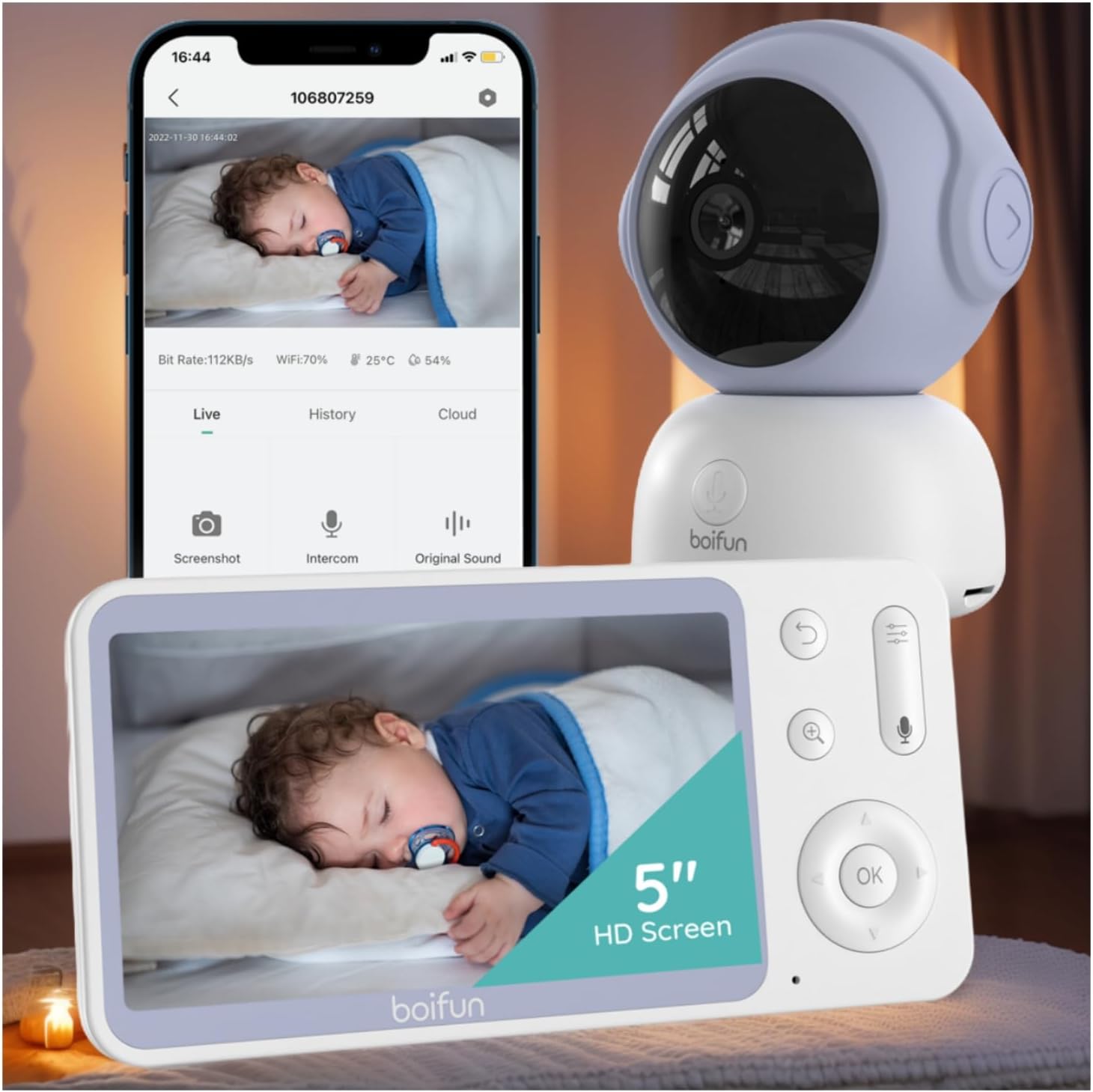 BOIFUN 2K Video Baby Monitor with Camera