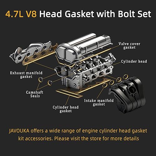 Miniatura 4 de Juego completo de juntas de culata de motor MLS con tornillos, para Dodge Ram 1500DakotaDurango 2000-2003, para Jeep Grand Cherokee 1999-2003, 4.7L