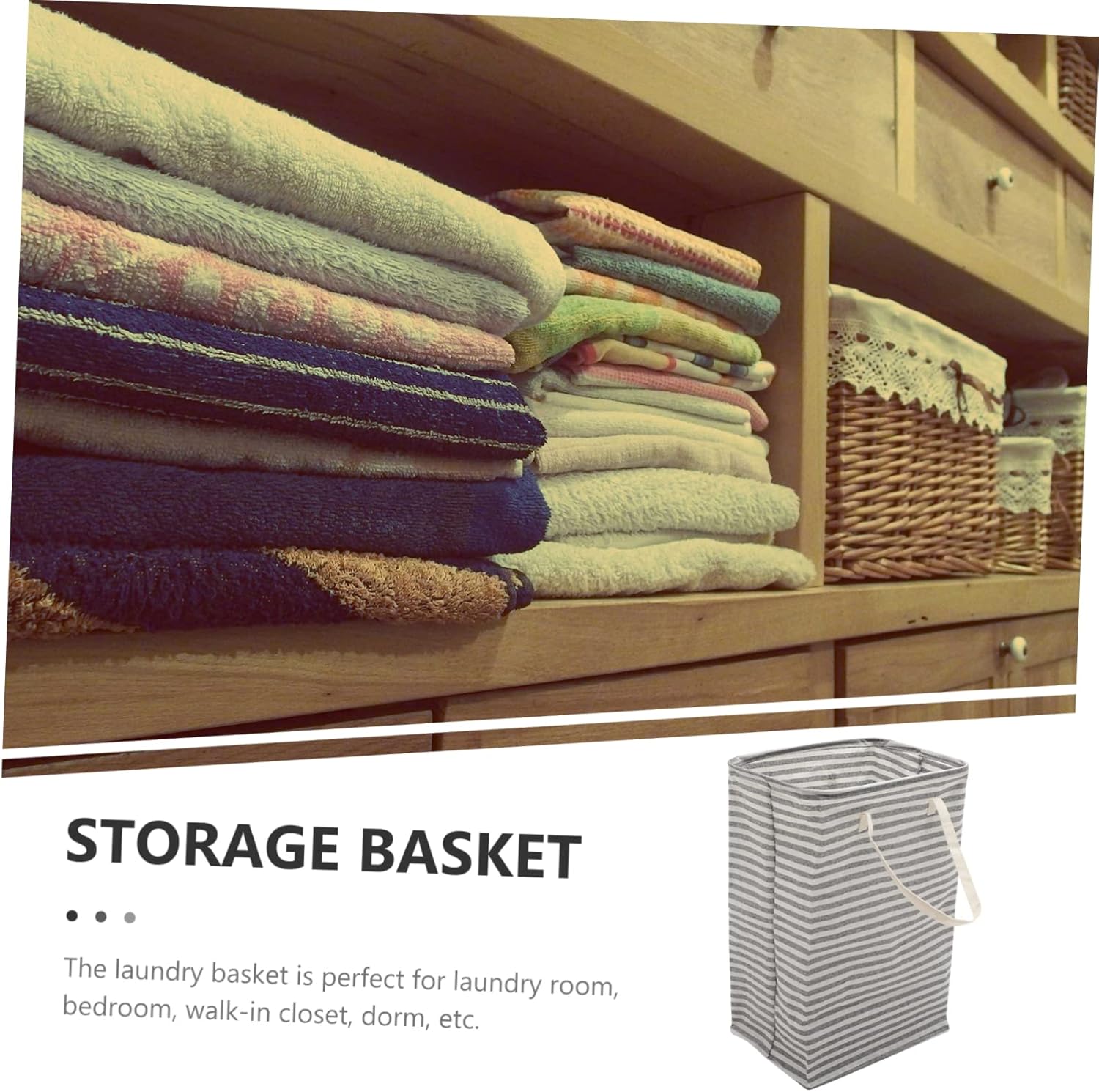 Large Capacity Collapsible Laundry Basket with Handles Wear Resistant Foldable Storage Container for Clothes Shoes Organizer for Laundry Bedroom Dorm Closet Use