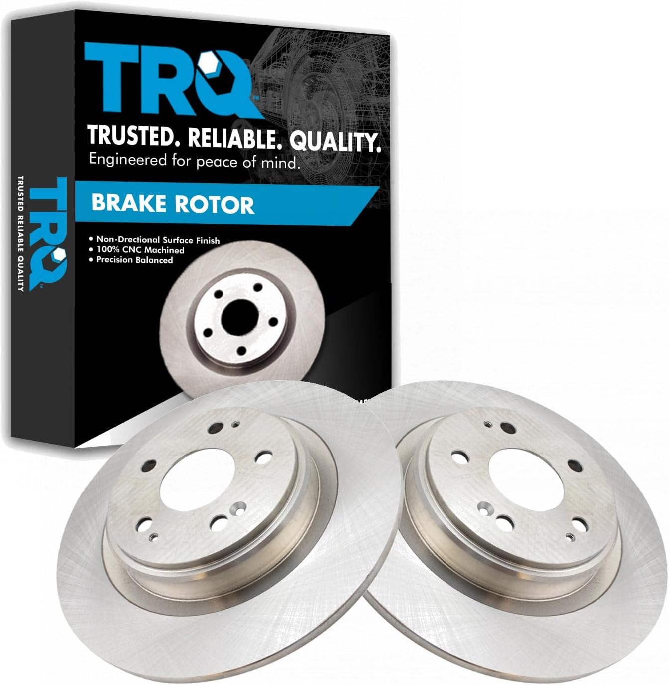 TRQ Rear Brake Rotors Set Solid Compatible with 2017-2020 Acura MDX