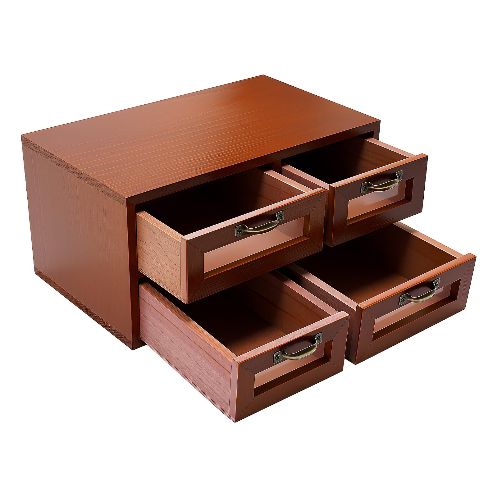 Organizer da scrivania, in legno con 4 cassetti per la casa, cassetti in legno vintage, scatola