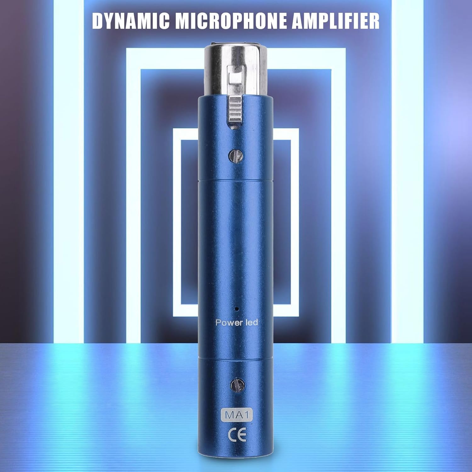 In Line Microphone Preamp, Dynamic Active Inline Mic Booster Preamplifier, 28dB High Gain Lossless Amplifier for Studio Recording, Broadcasting, Live Streaming (Blue)