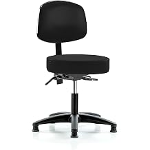 Perch Stationary Height Adjustable Doctor's Stool with Back | Desk Height 18.5-24" | Black Fabric