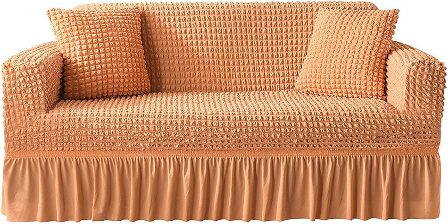 ZJGFCB Stylish Durable Fabric Couch Covers,Super Stretch Sofa Cover For Sectional Sofa,Stylish Non-Slip Sofa Slipcover With Skirt Furniture Protector(Size:3 Seater/190-230cm,Color:K)
