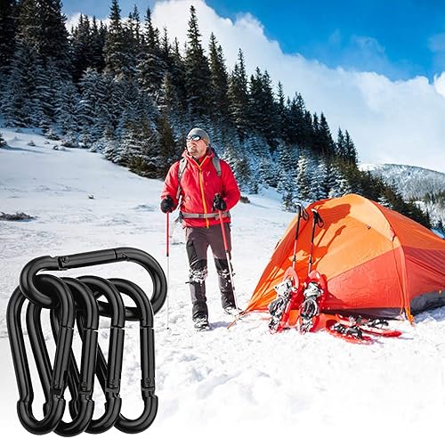 Miniatura 6 de Acrux7 Paquete de 20 mosquetones de 3.15 pulgadas, gancho a presión de resorte, clip de enlace rápido resistente para camping, senderismo, viajes,