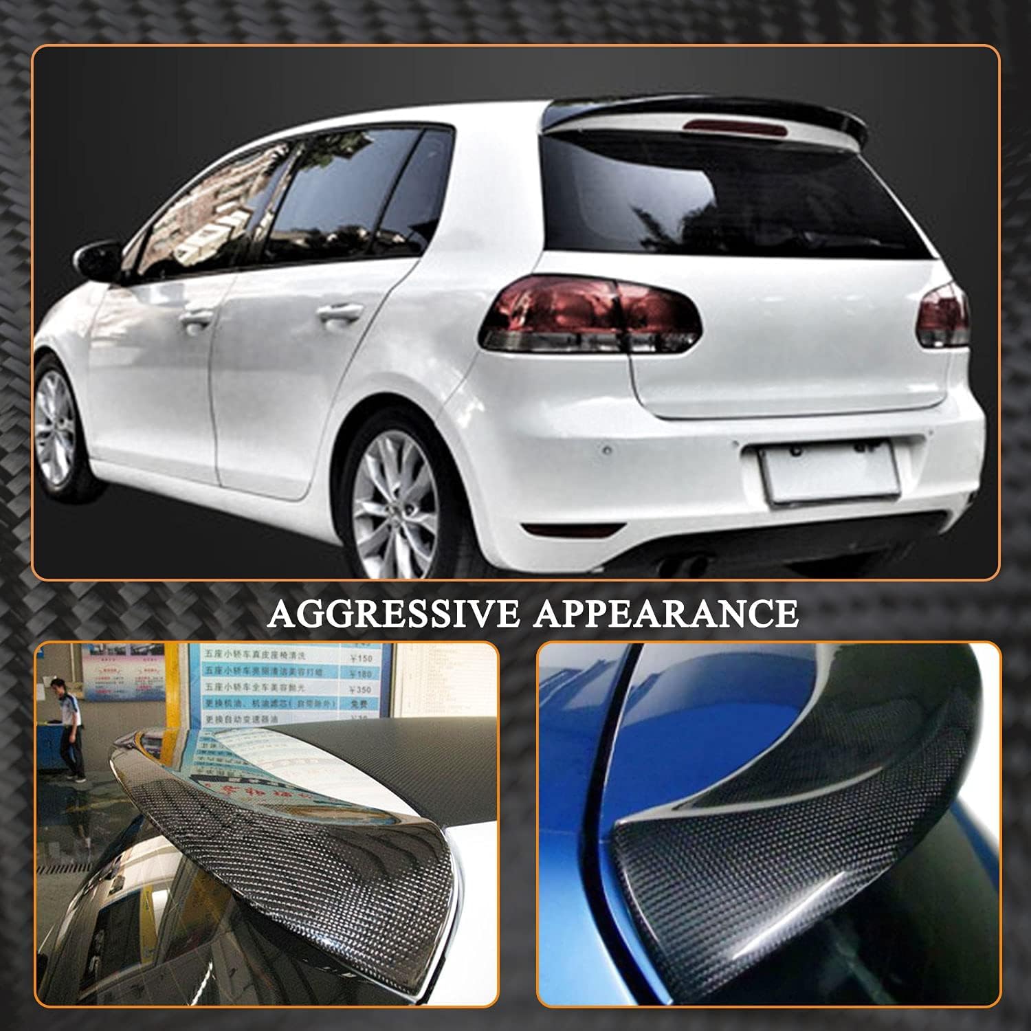 Tylny spojler dachowy z włókna węglowego pasuje do Volkswagena VW Golf 6 MK6 podstawa hatchback 2010-2013 dostosowany do okna dachowego samochodu górna skrzydło warga