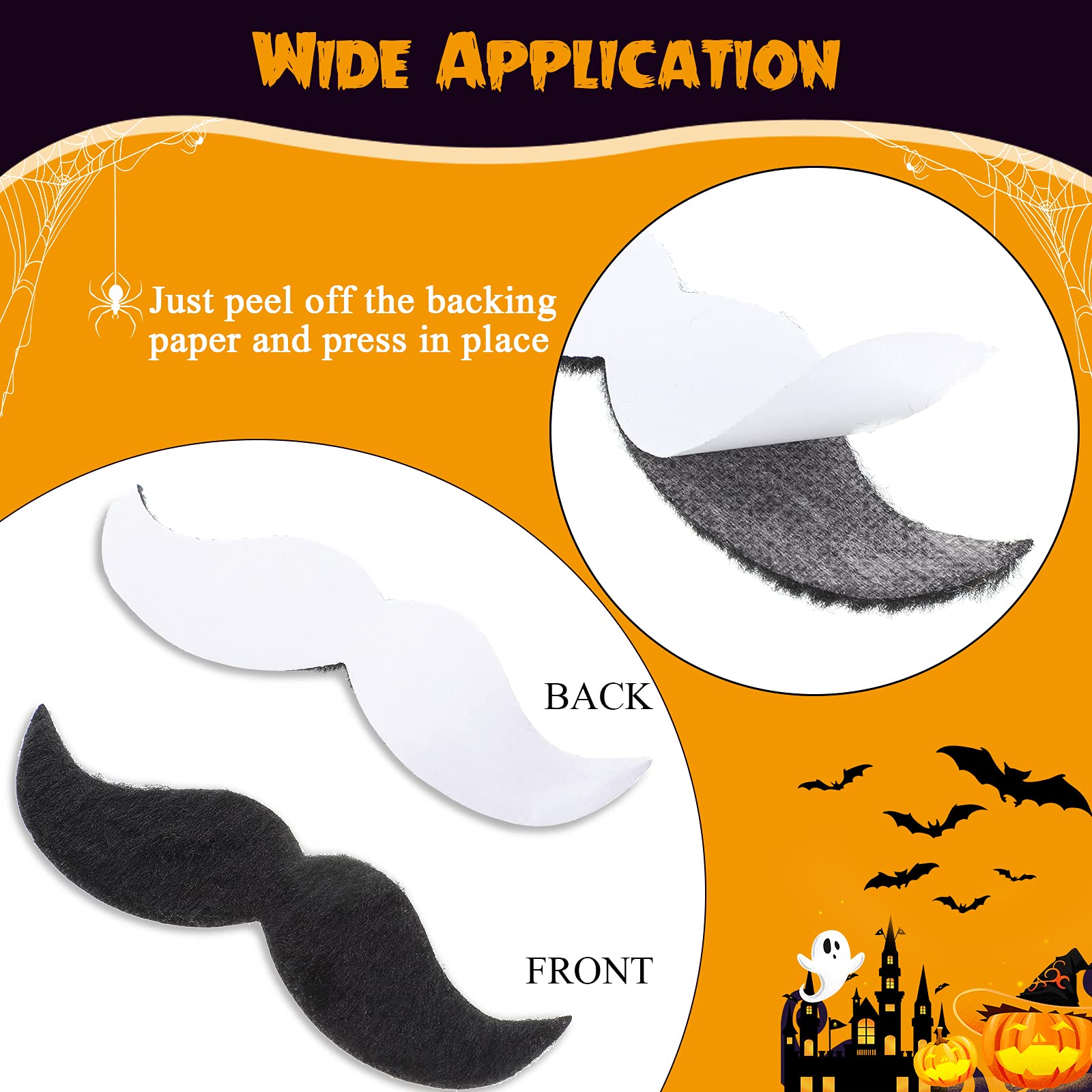 Whaline Set Di 48 Baffi Finti Autoadesivi – 10 Stili Diversi – Accessori Per Costumi Halloween E Festa