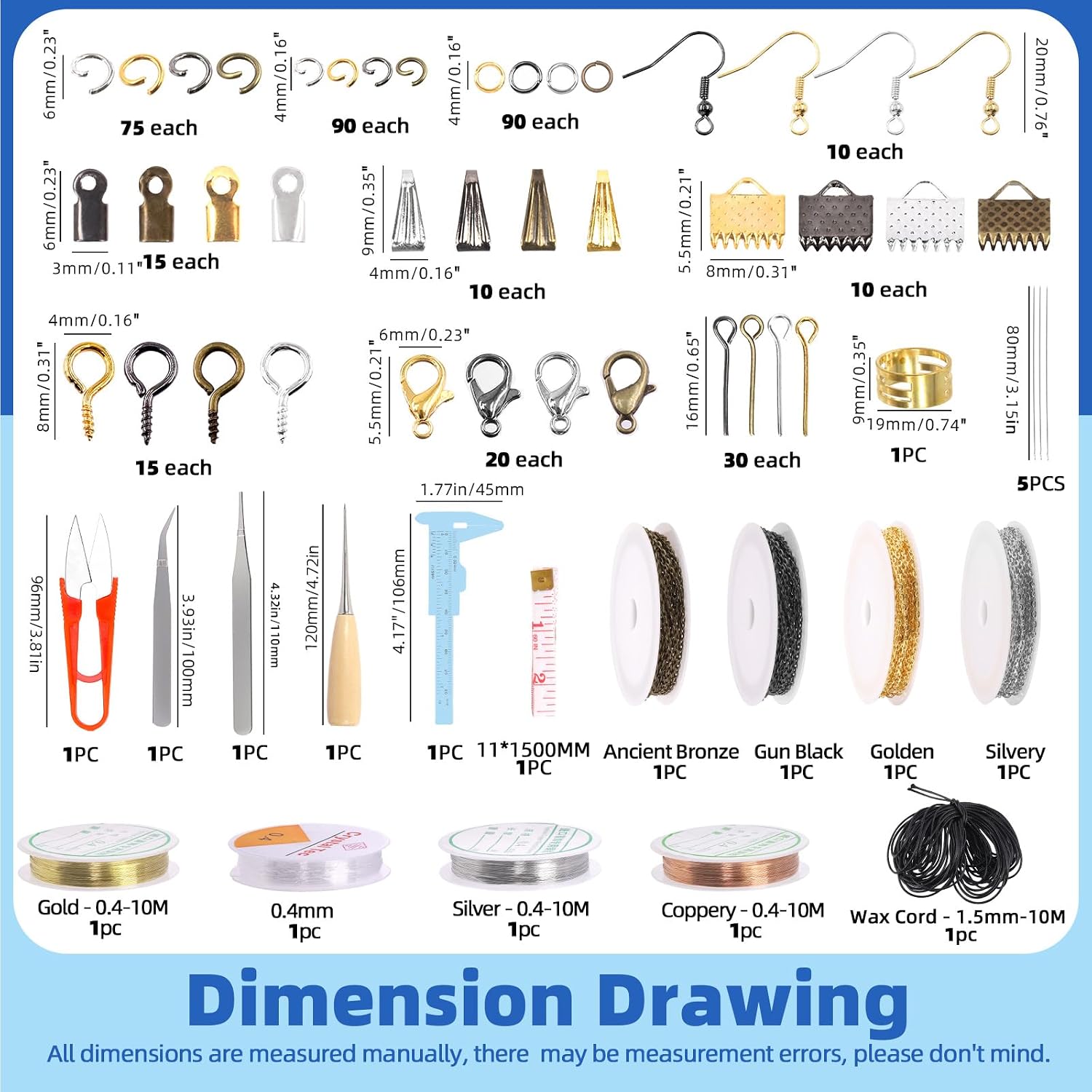 Glarks 1589Pcs Jewelry Making Kit, Jewelry Making Supplies Kit with Jewelry Making Tools, Jewelry Wires, Charms, Jewelry Findings for Jewelry Making, Repair and Beading
