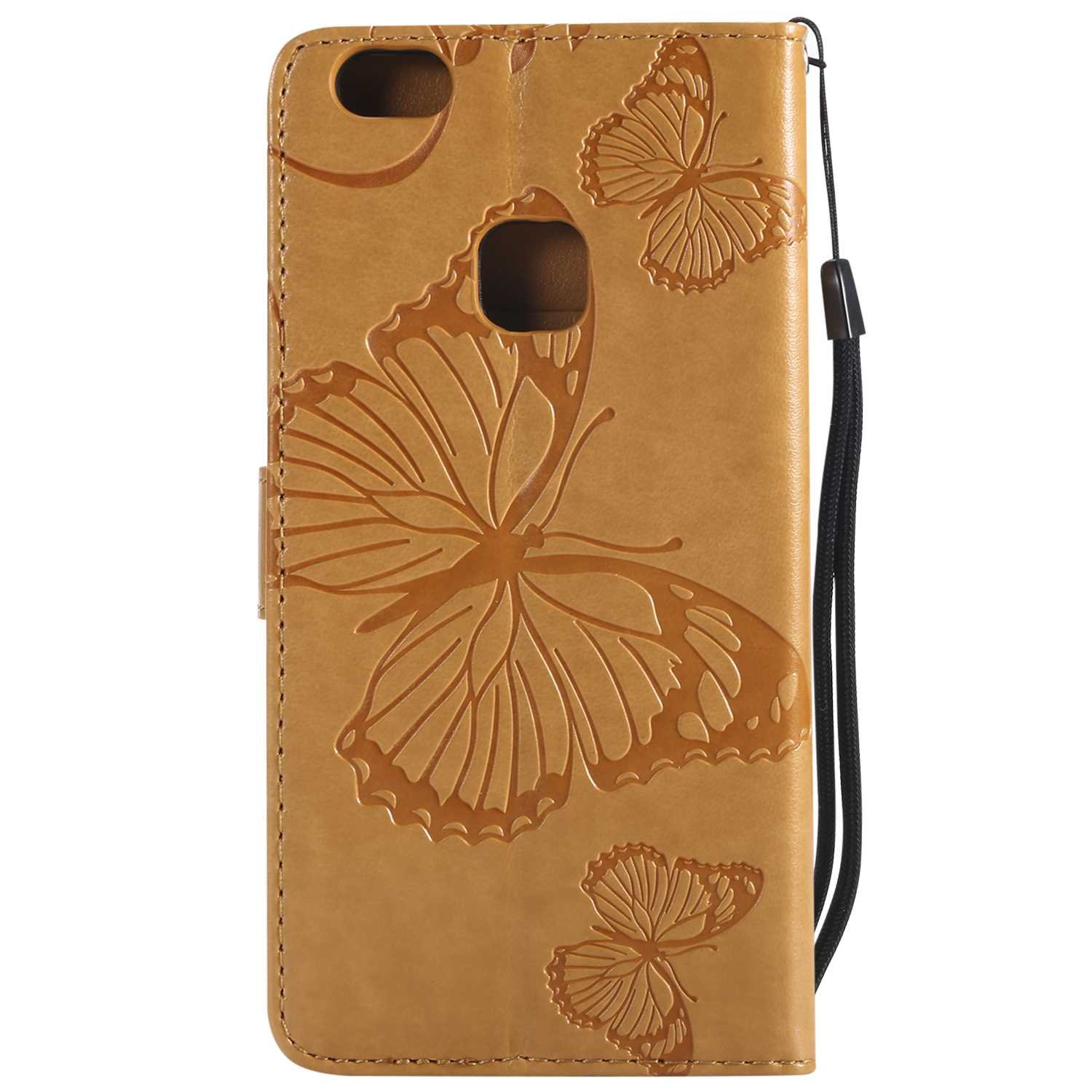 Custodia Portafoglio Per Huawei P10 Lite In Pelle Con Cerniera – Include Vetro Protettivo E Catena, Marrone - 2