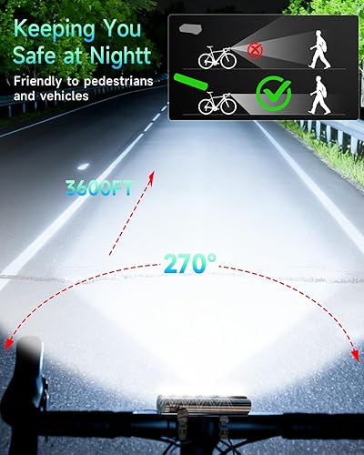 Miniatura 3 de 2026 Upgrade 10000 Lumen Super Bright Bike Light Taillight for Night Riding,6 LED 8000 mAh Rechargeable Bicycle Headlight Runtime 72+hr,10 Mode,2