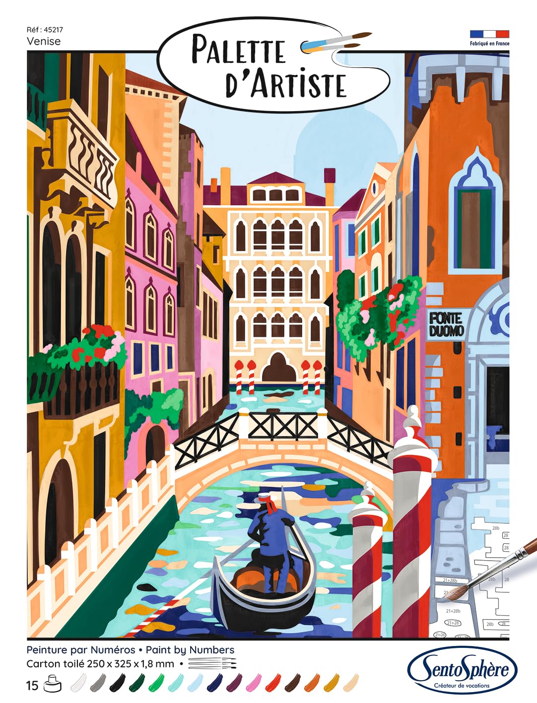 Peinture par numéros Sentosphère Venise 16 couleurs pour les loisirs créatifs adultes