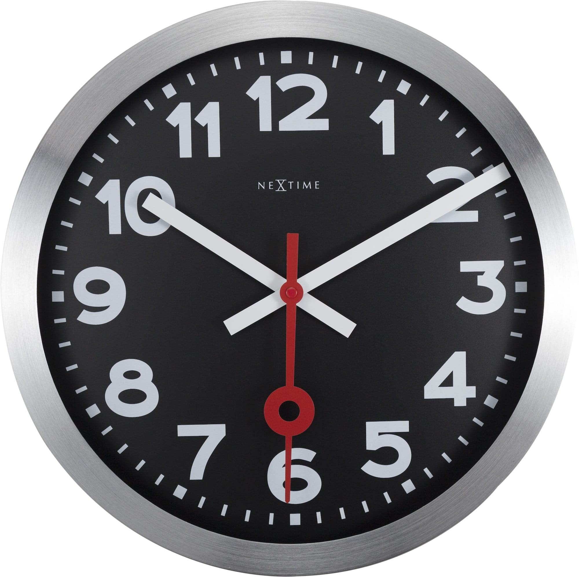NeXtime wall clock station clock "STATION", very silent, round, black, ø 35 cm