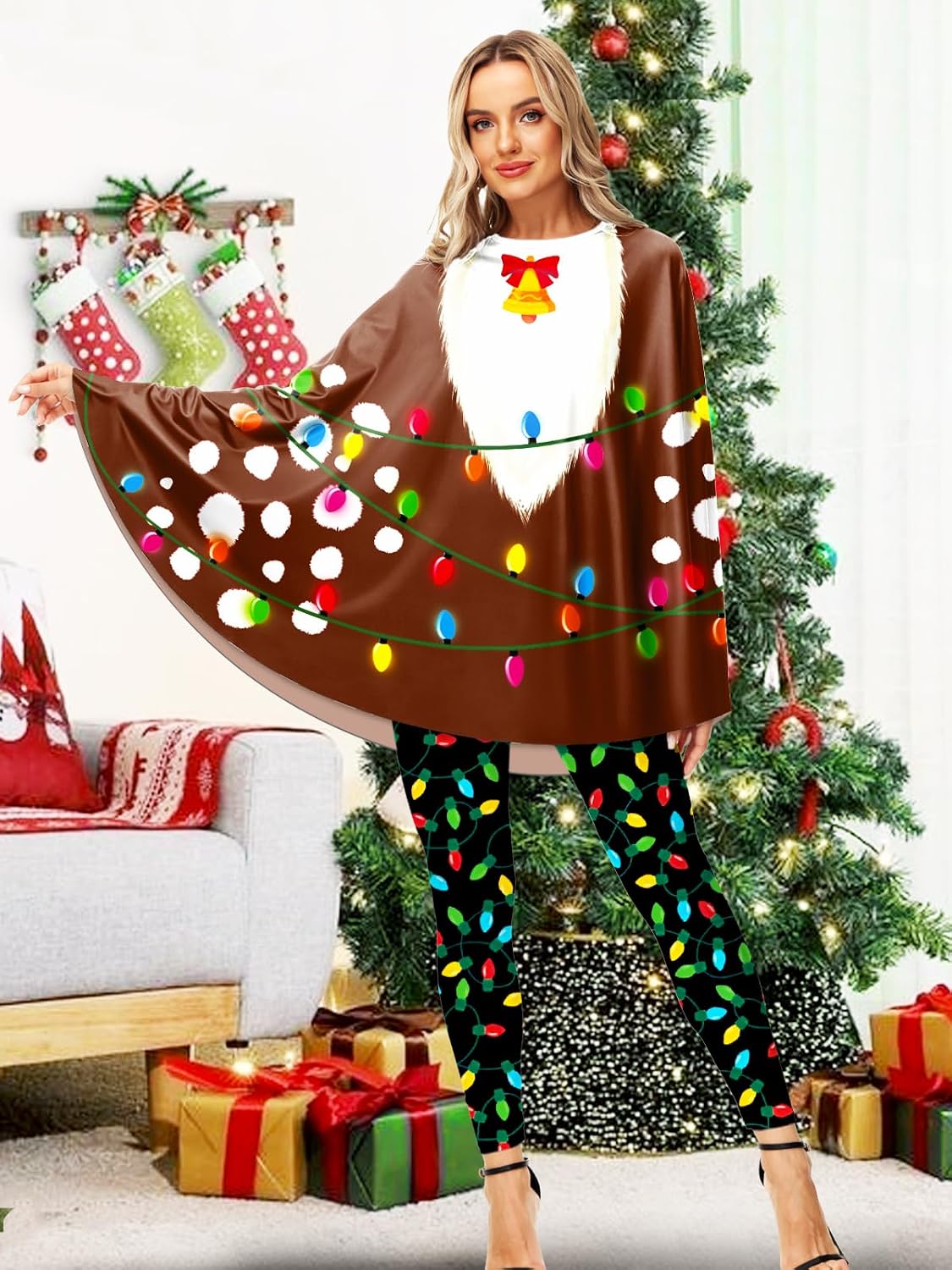 AOBUTE Women Mardi Gras Poncho Christmas Outfit Party Costume Cloak