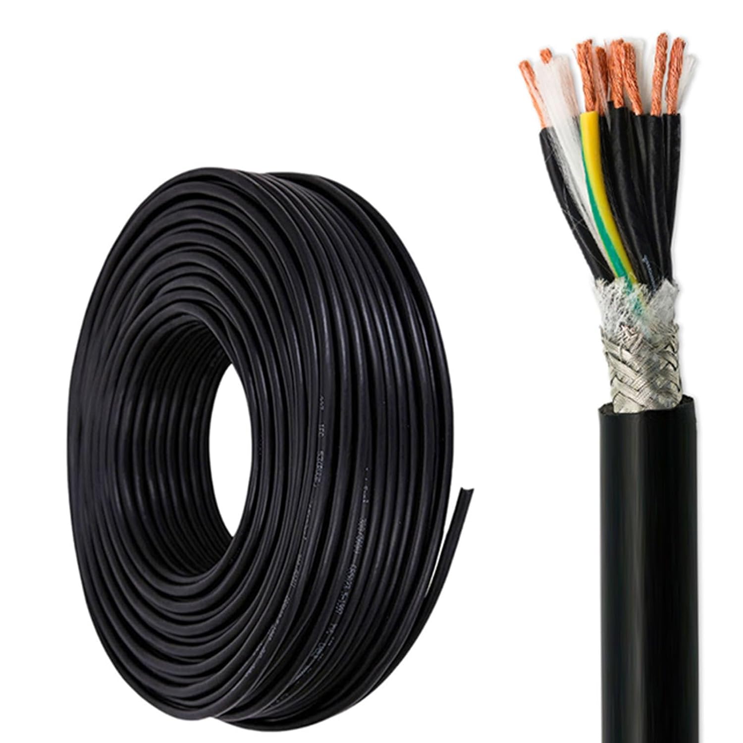 100ft High Flex Shielded Drag Chain Cable 4 Conductor 22/18/16 AWG,Flex OFC Copper Control Cable,Tinned Copper Braided Shield,300V Robot Wire for Automation&Industrial Equipment(300FT,16AWG-3C)