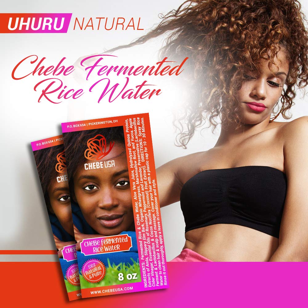 Uhuru Naturals Chebe Fermented Rice Water - Natural Hair Conditioner, Moisturizer & Detangler - Hair Fall Prevention, Growth & Repair For Men & Women (16 oz)