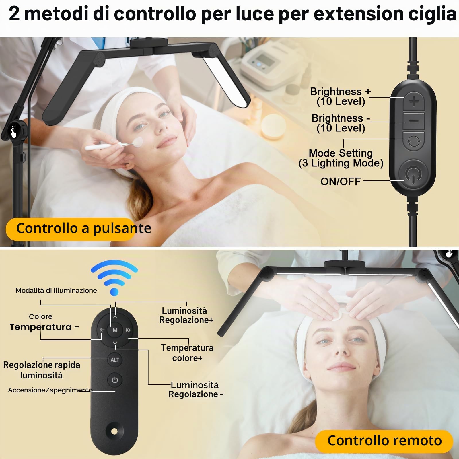 CGBE Lampada Extension Ciglia da Terra: Ultra-Larga Pieghevole Lampada Ciglia con Testa Rotabile a 360° - Base Mobile - Altezza Regolabili - Luce Estetista con Porta Cellulare per Ciglia/Tatuaggi