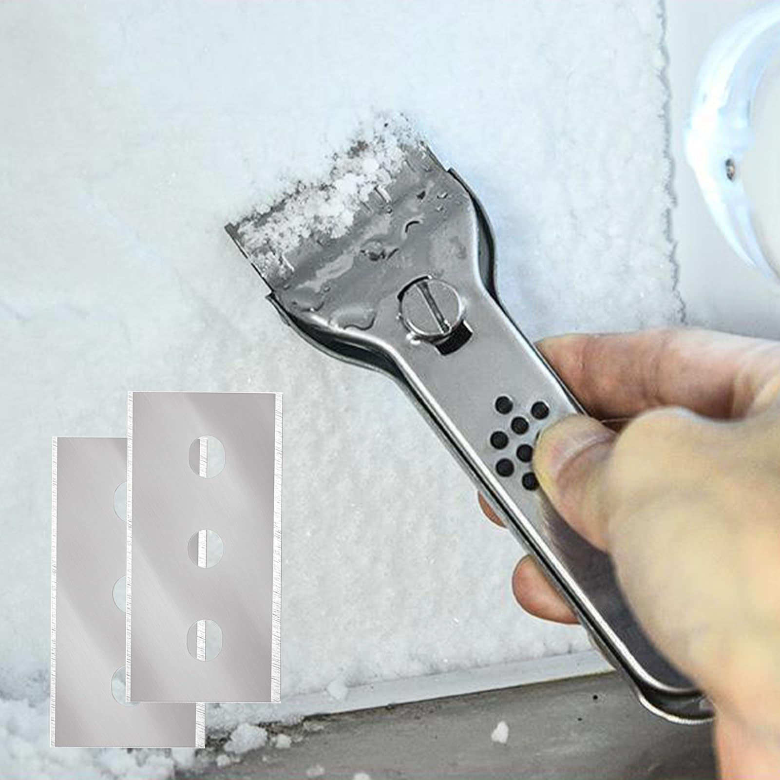 15 Pezzi Lame di Ricambio per Raschietti,Lame Di Tre Fori Per Raschietti,Raschietto Vetro,Raschietto a in Acciaio Inox per Pulito,per la Finestra,Cucina,Bagno