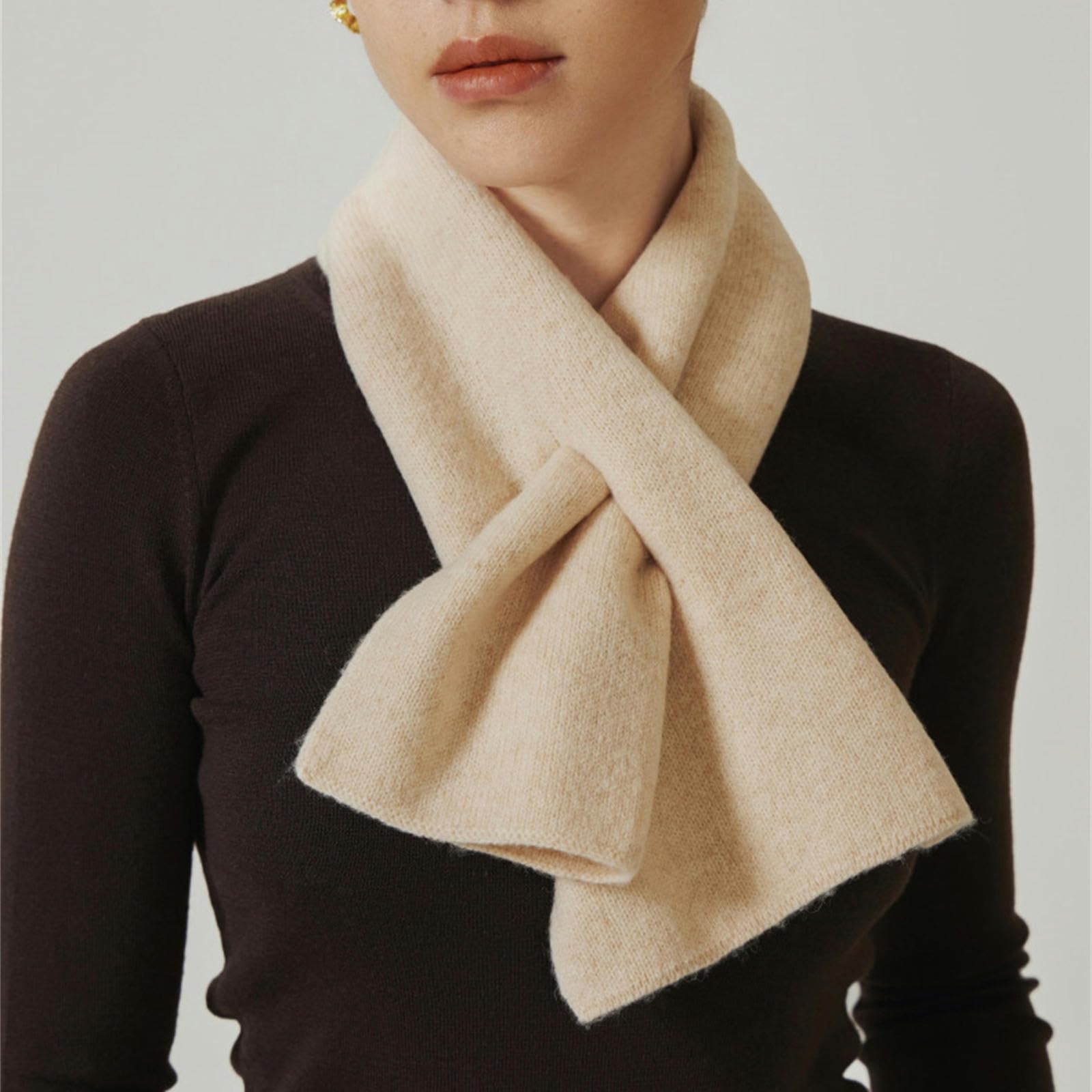 JOASIS Sciarpa Donna Sciarpa da Donna Invernale Lavorata A Maglia in Finta Lana, Scialle alla Moda, Semplice Sciarpa al Collo Piccola-off White-76 * 18 Cm