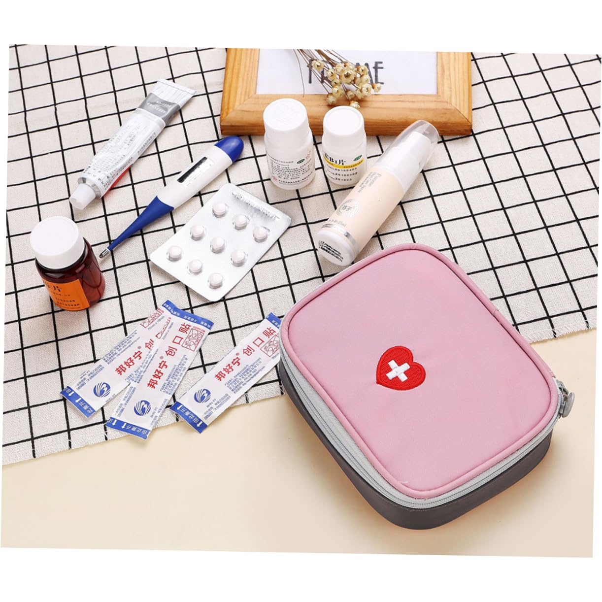 Ipetboom Outdoor First Aid Medical Kit Bag Multifunctional Survival Storage Case with Zipper Closure for Travel Camping and Emergency Situations Pink