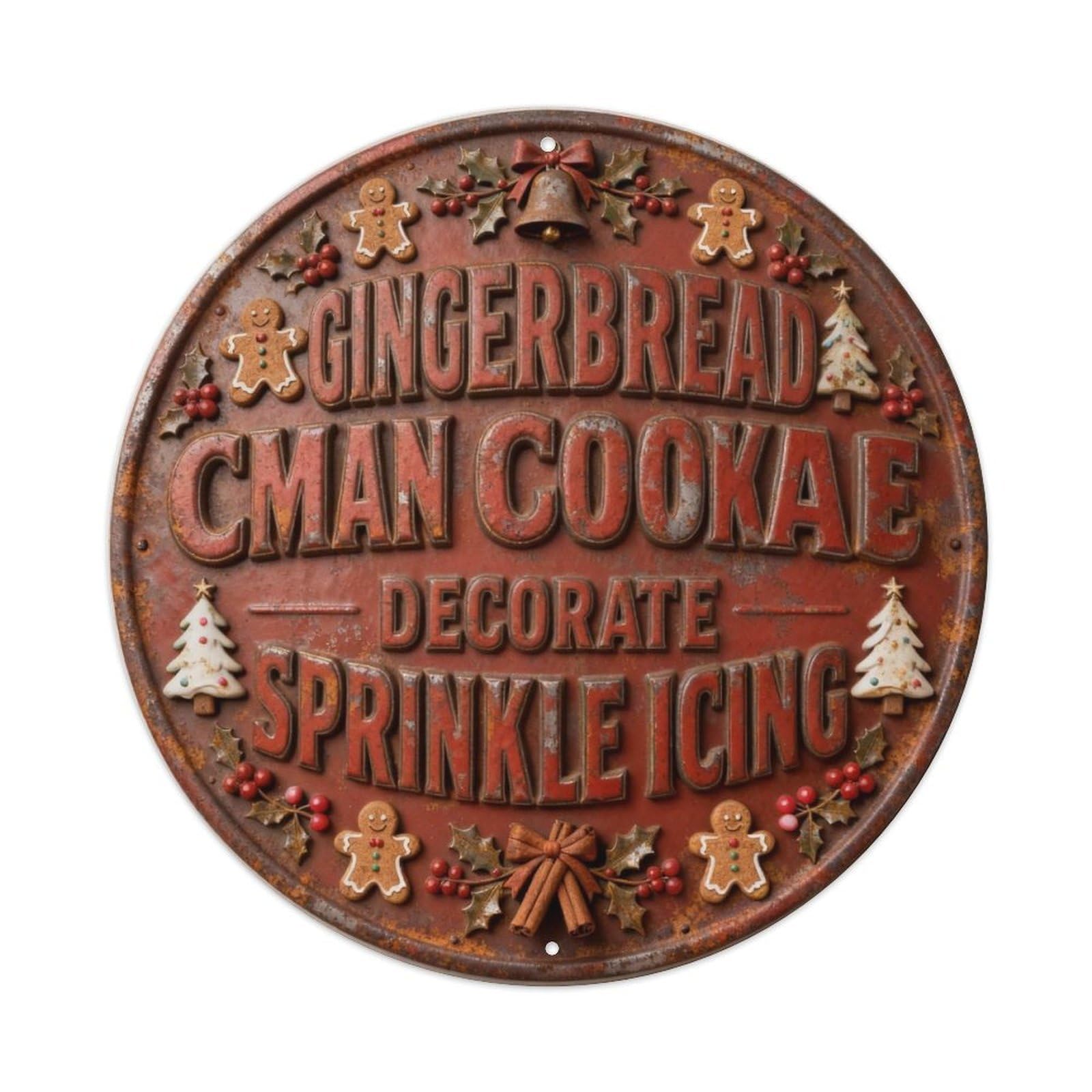 GINGERBREAD MAN COOKIE DECORATE SPRINKLE ICING Metal Tin Sign Plaque