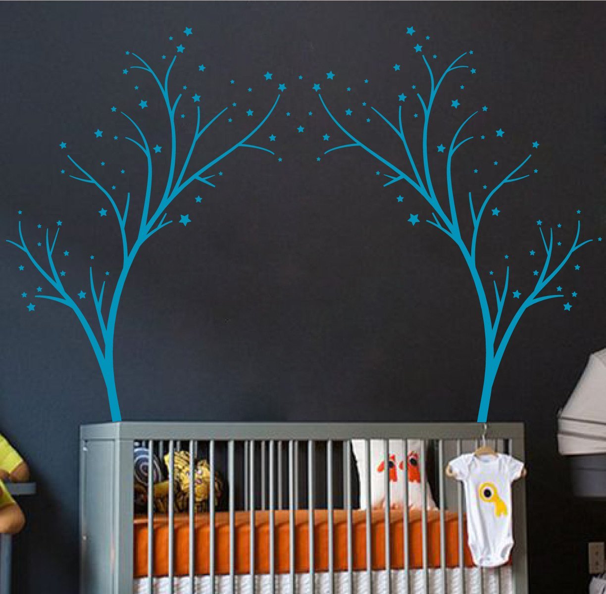Adhesivo decorativo para pared con diseño de árbol de estrellas, tamaño grande, para guardería o habitación de niños
