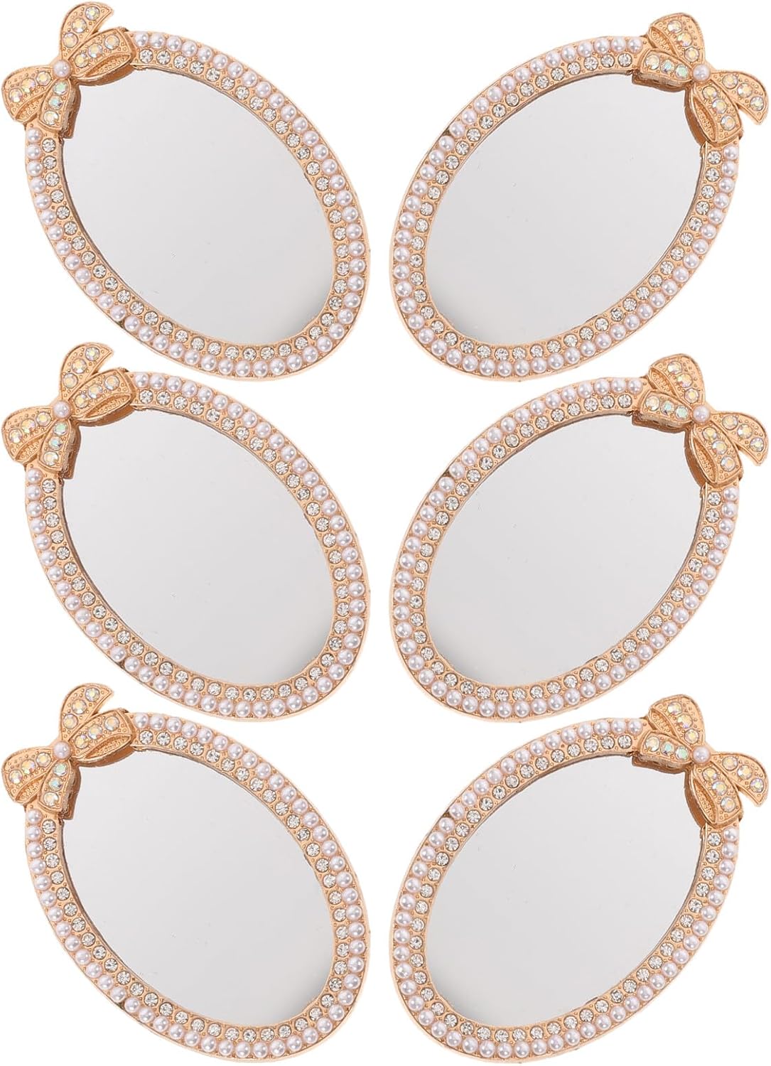 6pcs Self-Adhesive Oval Phone Mirror Stick on 3x2 Inch Glass