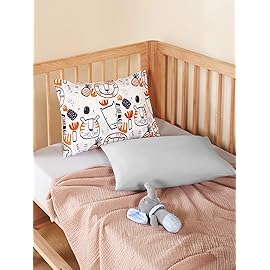 TILLYOU Toddler Pillowcases 13 x 18 Travel Pillow Case 2 Pack, Kids Pillowcases Machine Washable with Envelope Closure, Lion