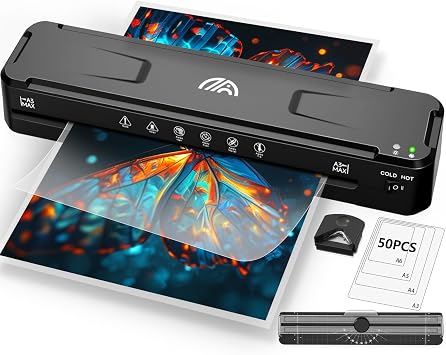 13 Inch Laminator Machine with 50 Laminating Sheets, Cold & Thermal