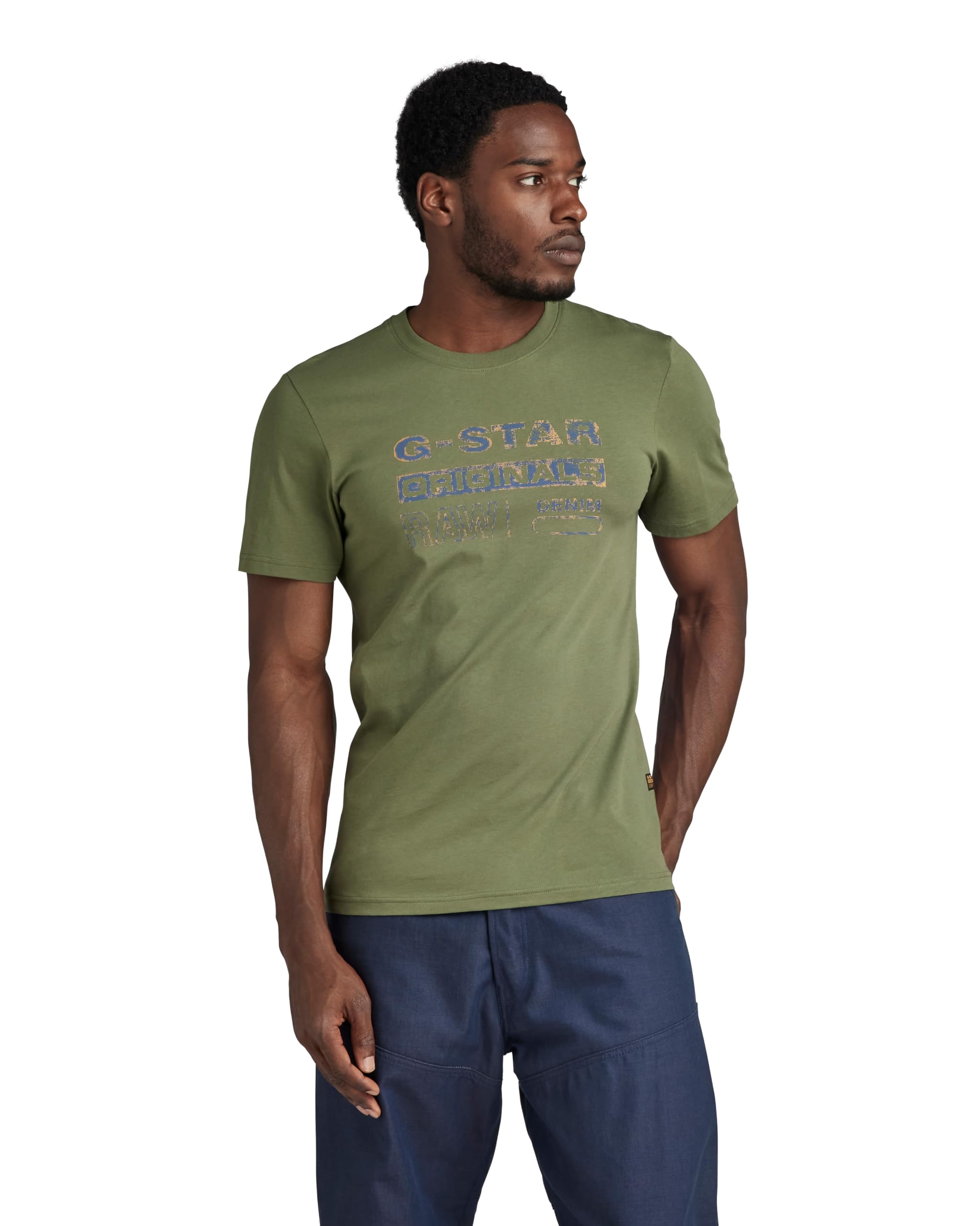 G-Star Men's Distressed Originals Slim T-Shirt, Green (sage D24420-336-724), M