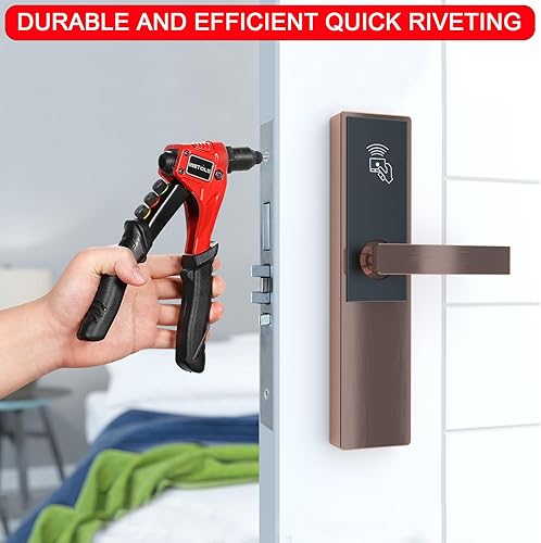 Miniatura 9 de WETOLS Kit de pistola de remache pop con 200 remaches ciegos, remachador manual mejorado de una sola mano con 4 cabezales de remache intercambiables
