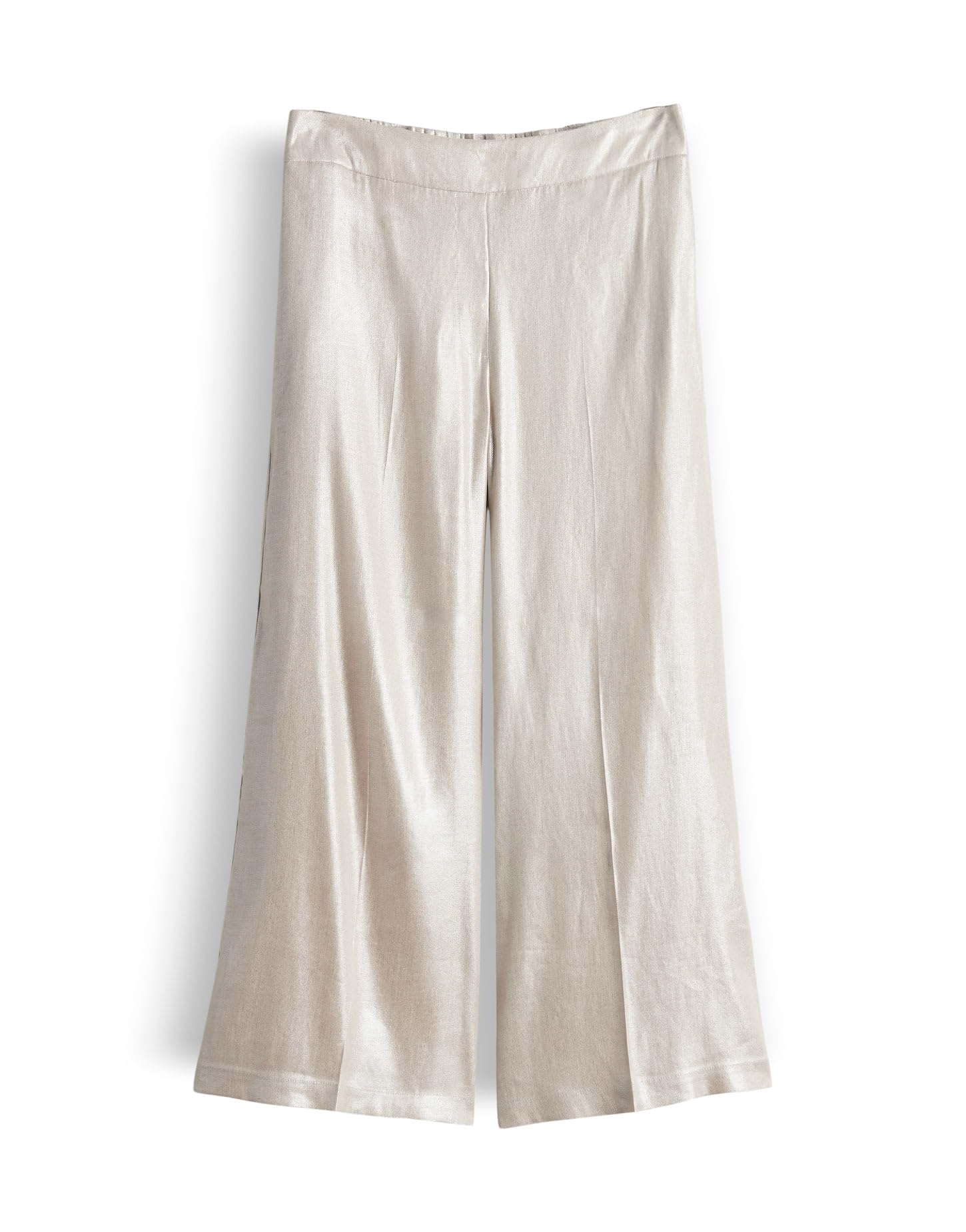 someday Damen Culotte | Catsby Cropped Wide Schimmernde Culotte aus gecoatetem Leinen Mix