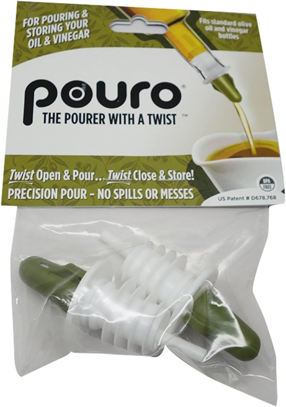 Pouro BPA-Free Oil and Vinegar Pouring Tip, 1-Pack (2 Pieces)