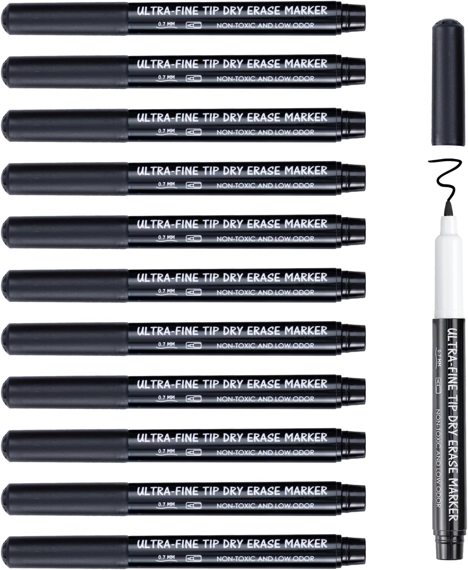 Volcanics Black Dry Erase Markers Low Odor Fine Whiteboard