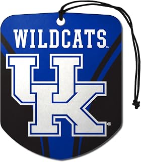 FANMATS 61617 NCAA Kentucky Wildcats Hanging Car Air Freshener, 2 Pack, Black Ice Scent, Odor Eliminator, Shield Design with Team Logo
