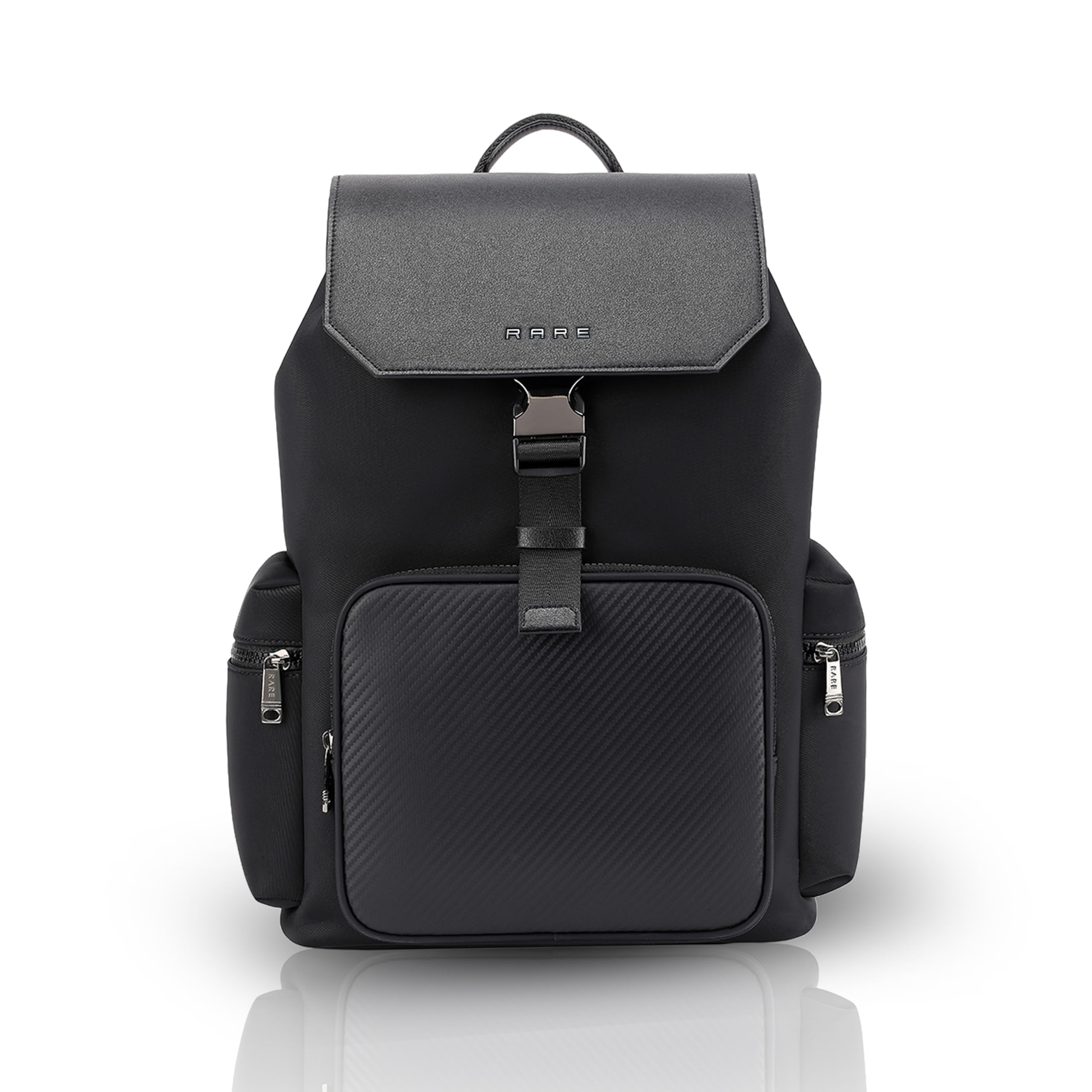 RARE RABBIT Gallardo 35L Water Repellent Backpack - Black Anti-Theft Business Travel Bag with 16" Laptop Compartment, Free Size