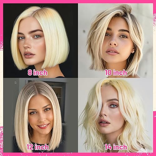 Miniatura 58 de Evala Bob Wig Human Hair Black Bob Lace Front Wig 10 inch Middle Part Short Bob Wig 13x4x1 Frontal Lace Wig #1 Jet Black Color Bob Wigs 150% Density