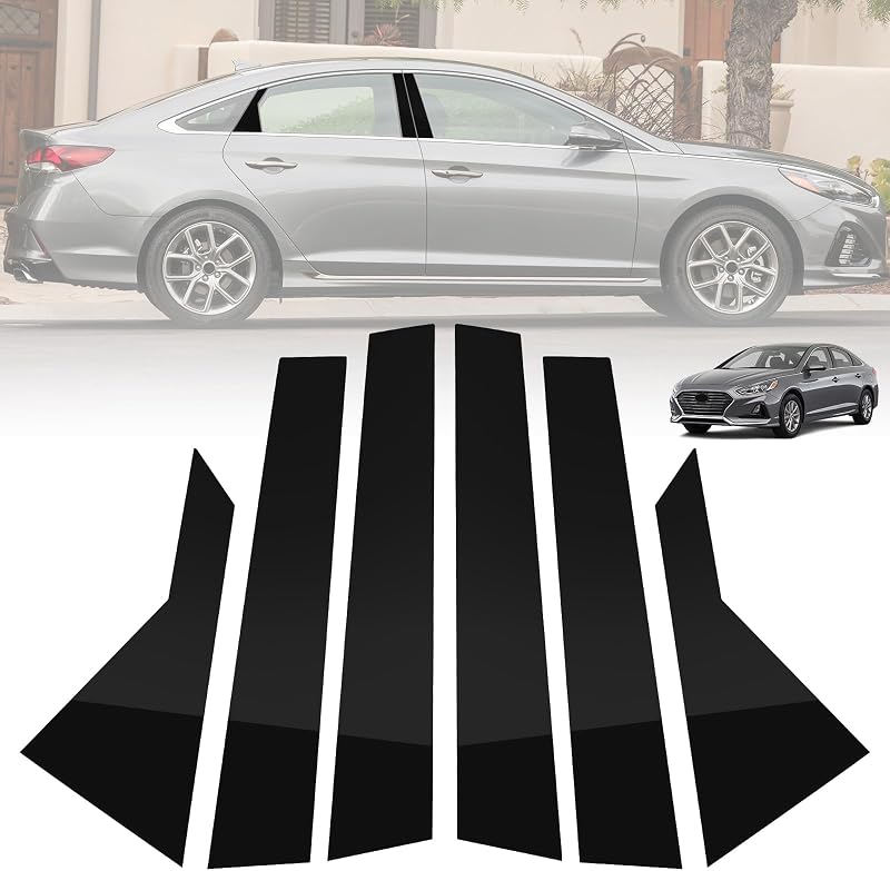 Moldura dos pilares das portas Hyundai Sonata AMSPRAC Preto brilhante – 6 peças