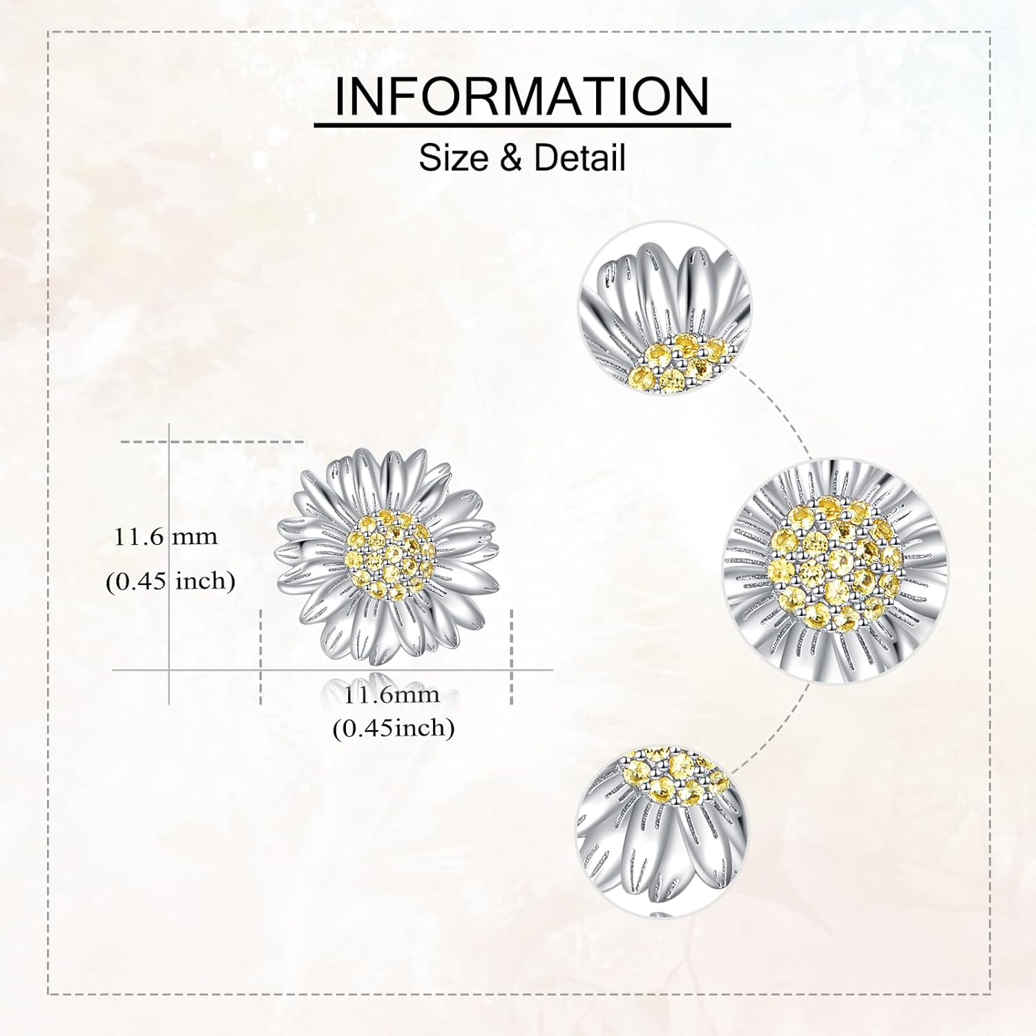 Sunflower/Daisy/Forget Me Not Earrings Sterling Silver Flower Earrings Christmas Jewelry Gifts for Women - Image 3