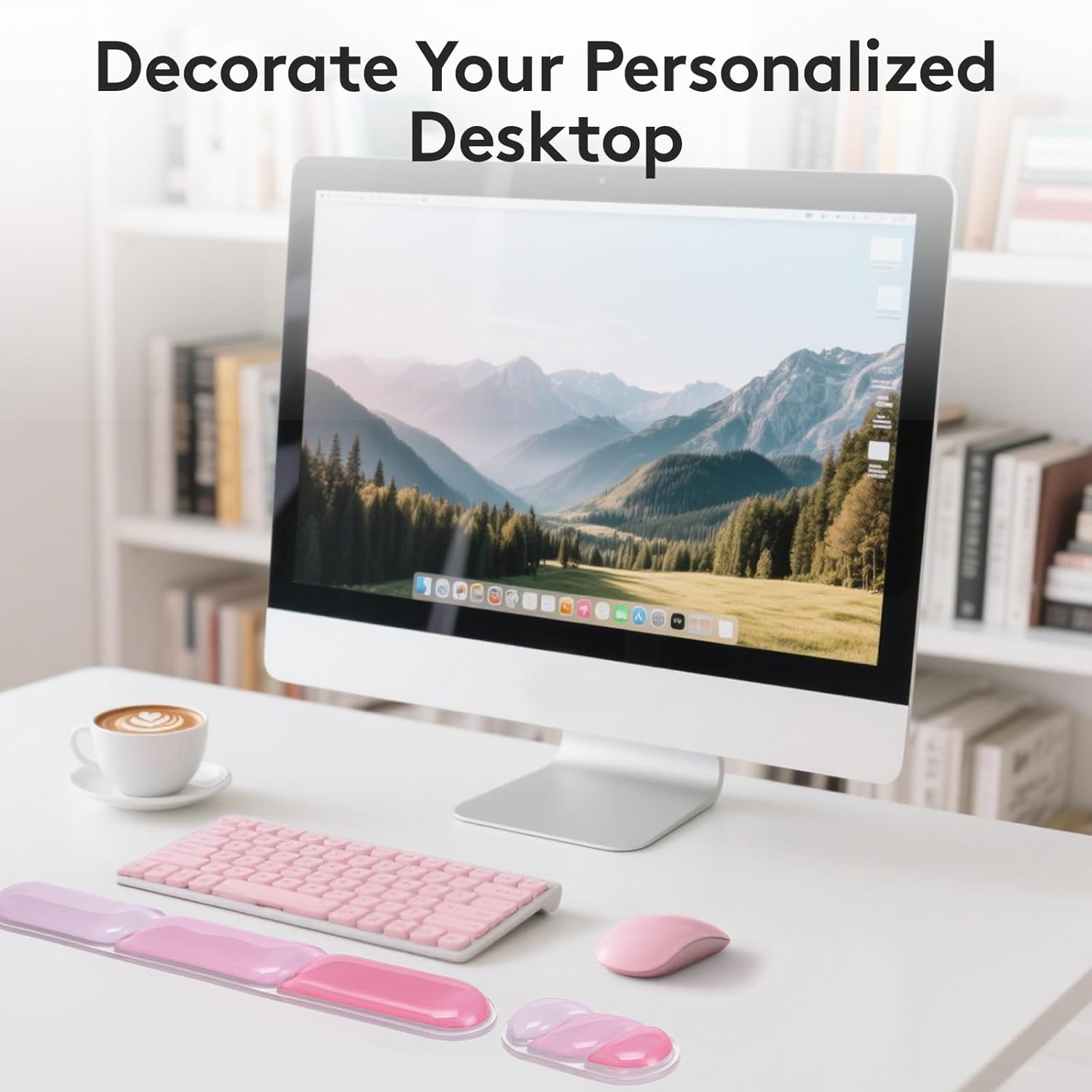 Gel Keyboard Wrist Rest Pad, Mouse Wrist Support with Non-Slip Base, Soft Arm Rest Keyboard Wrist Pad for Palm Rest Home Office Laptop, Pink Color Block
