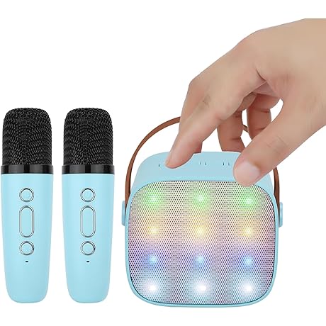YOHIA Mini Karaoke Machine for Kids, Portable Bluetooth Speaker with Microphones