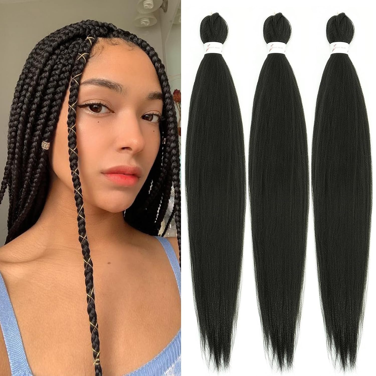613 Blonde Braiding Hair Pre stretched 30 Inch 3 Packs Pre-stretched Braiding Hair EZ Braid Yaki Texture Synthetic Hair Extensions for Crochet Box Braids