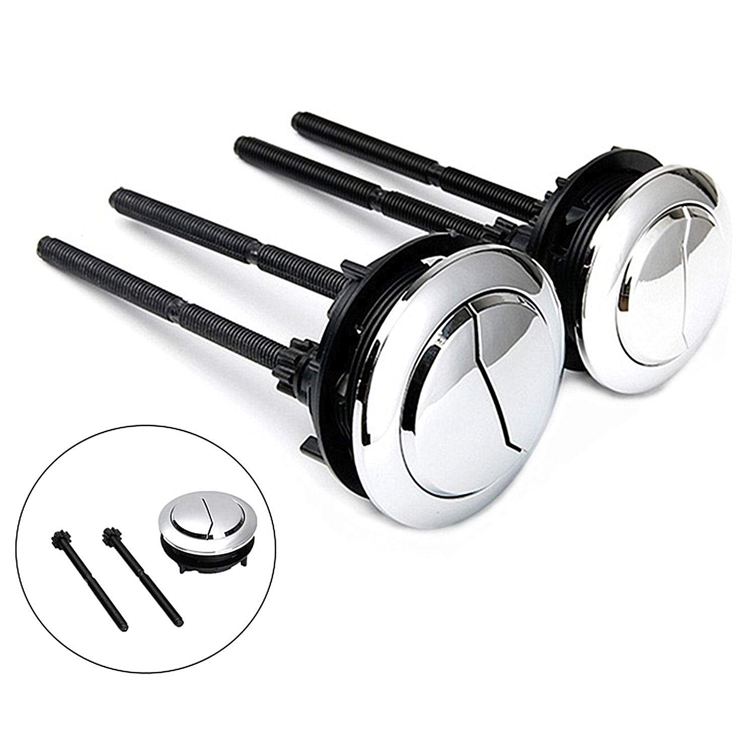 2 Pcs 48mm Toilet Push Button Chrome Dual Water Tank Push Button - Circular