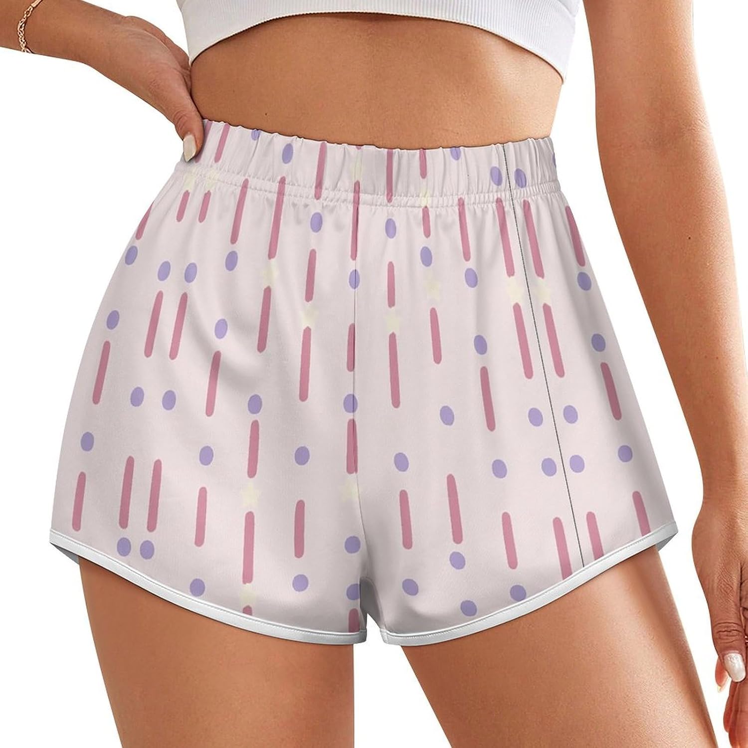 Pink Texture Novelty Floral Tropical Print Shorts Ladies Lightweight Loose Holiday Beach Shorts
