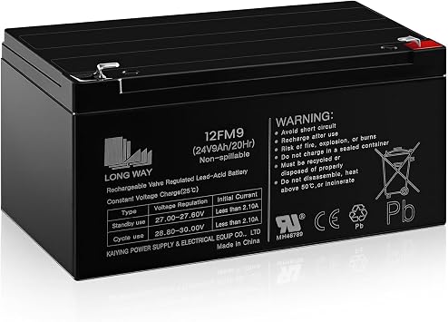24V 9Ah Battery for Ride on Toys, 12FM9 24V Rechargeable Battery, 24 Volt Battery Replacement for Kids Ride on Car, Electric Toy Car, Power Wheels Battery