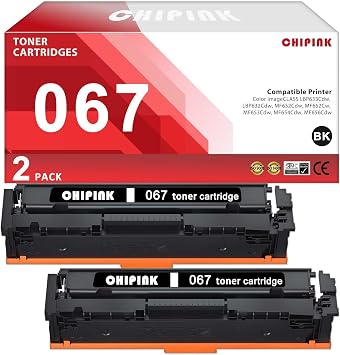 067 Black 2 Pack Replacement Compatible for Canon 067 Black Toner Cartridge 5102C001 for Color imageCLASS LBP633Cdw LBP632Cdw MF652Cdw MF652Cw MF653Cdw MF654Cdw MF656Cdw MF650C LBP630C Series