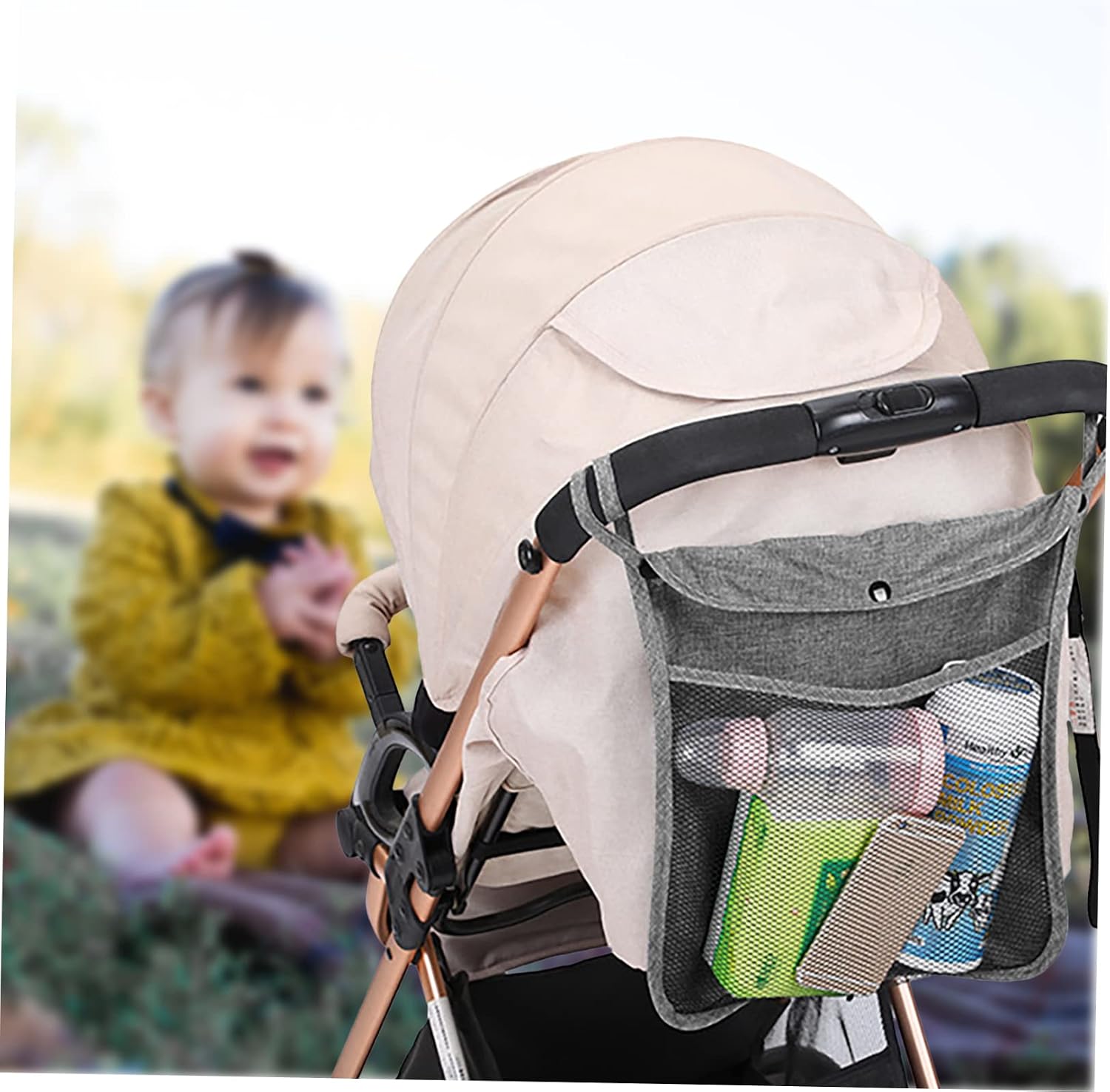 Abaodam Diaper Bag Organizer Pouches Stroller Hanging Bag Mesh Snack Tray Travel Organizer for Diaper Caddy