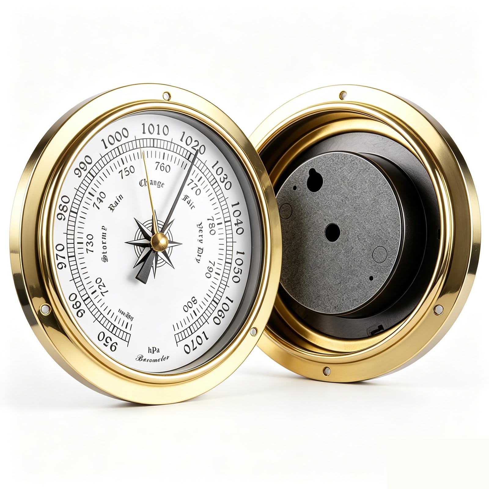 Baromètre de bateau en laiton poli 4,5" de haute précision pour yachts