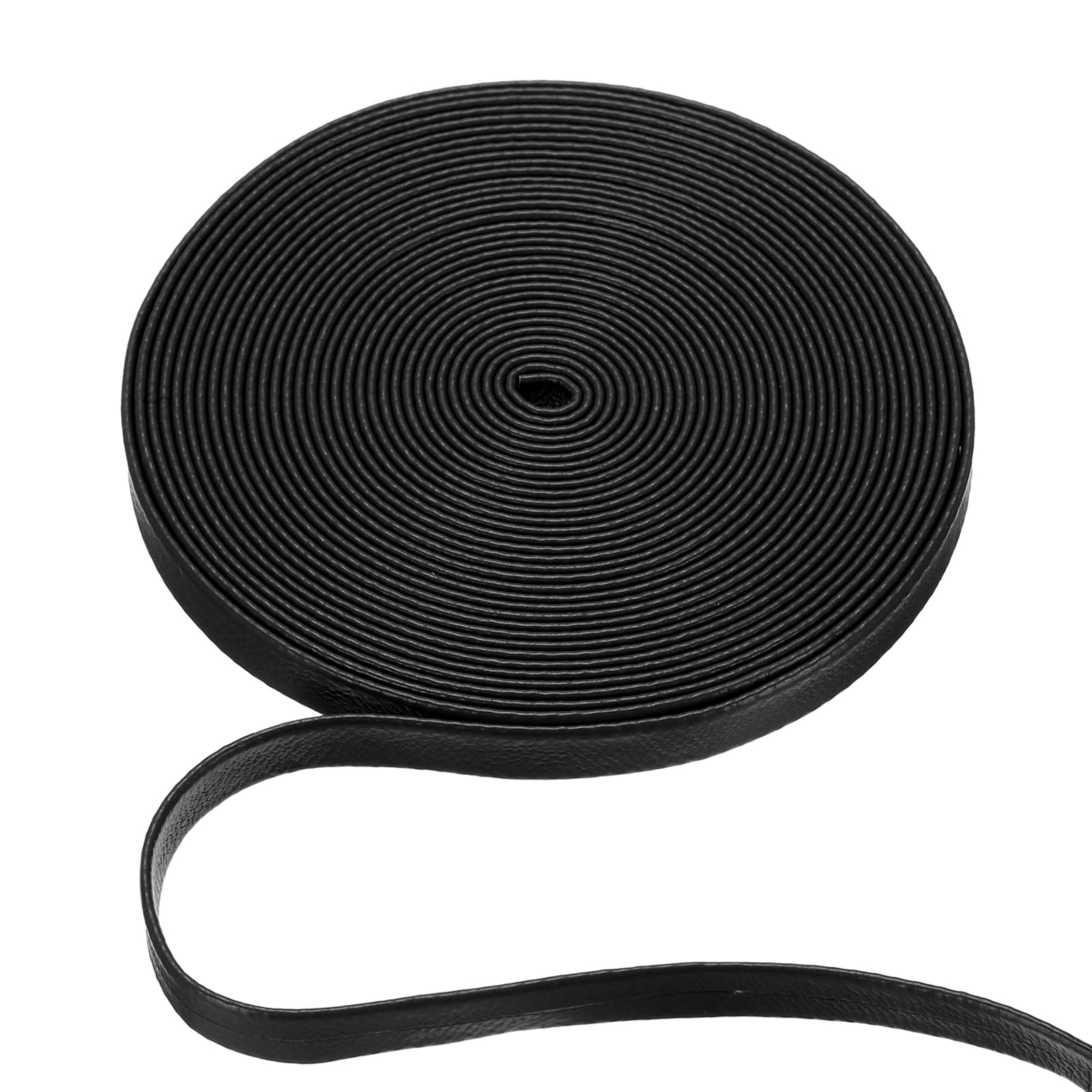 PATIKIL 5 m x 8 mm (L x W) Flat Leather Cord String, Leather Trimming Strips for Various DIY Crafts Pillows Headbands Quilts Purses Clothes, Black