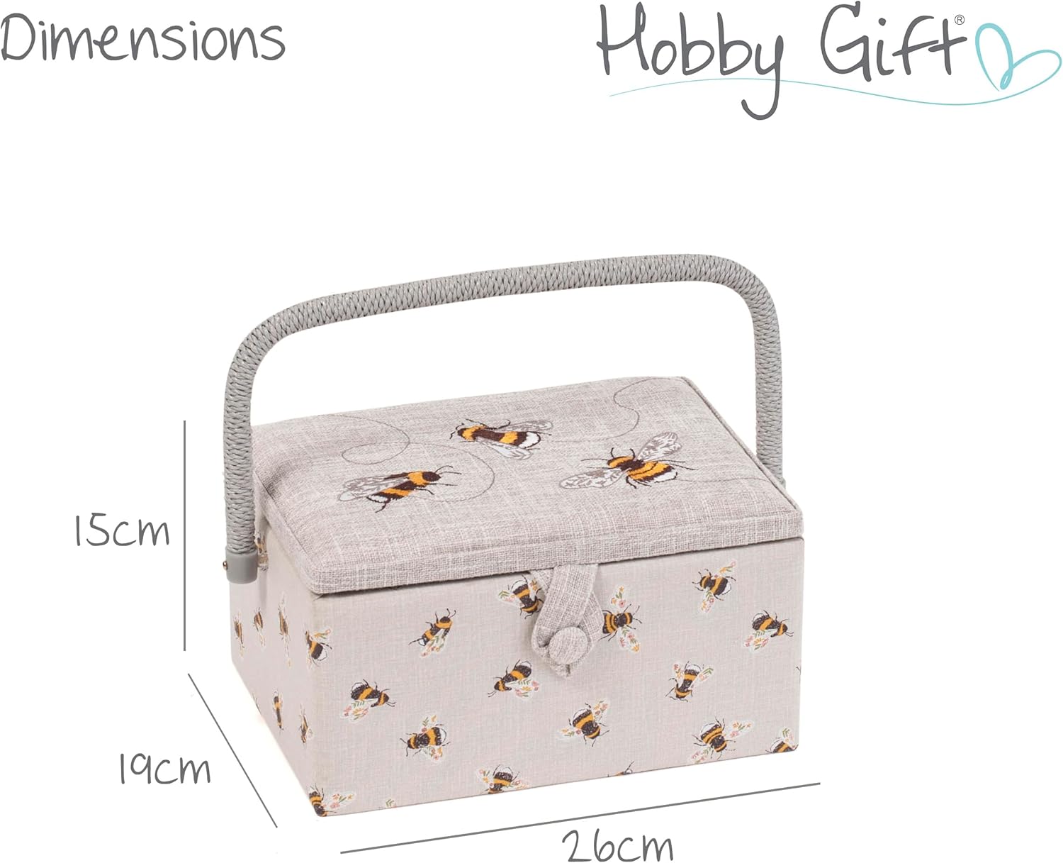 Groves Sewing Box/Basket – Medium Rectangular – Embroidery Bee - Hobbygift