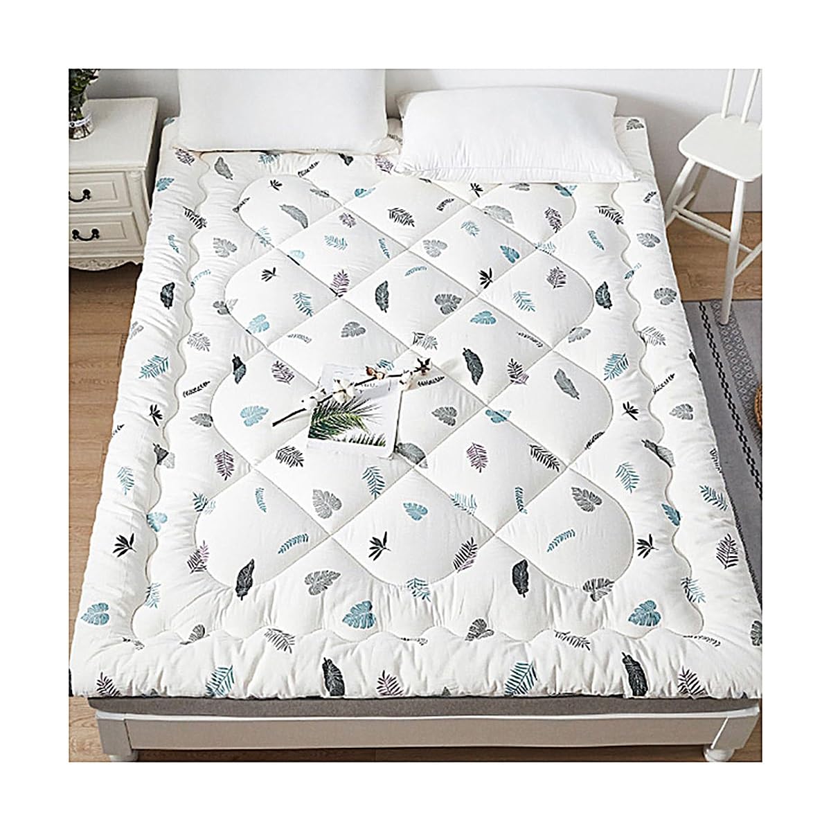 Topper Materasso Trapuntato di Cotone 150x200cm Topper Matrimoniale Traspirante Soffice 180x200cm Materasso Letto Futon Pieghevole Ad Alta Densità Morbida (Color : #01, Size : Twin XL-100x200cm)